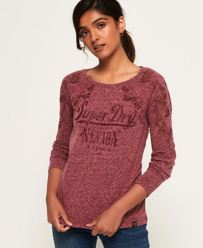 Superdry Kara Broderie Top In Red