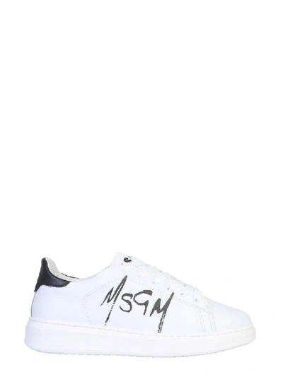 Msgm Spray Logo Print Sneakers In White