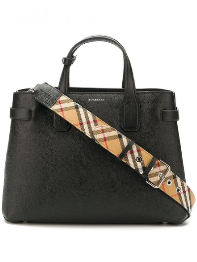Burberry Banner Leather Crossbody Bag In Black
