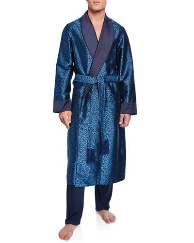 Derek Rose Men's Verona 46 Silk Robe In Medium Blue