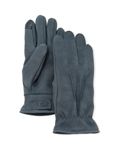 Ugg Men's Three-point Leather Gloves In Gray