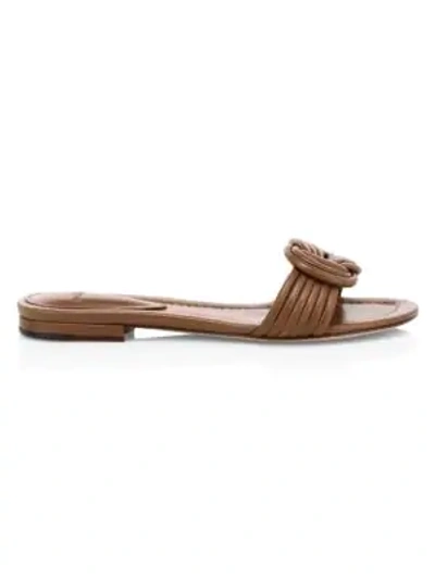 Alexandre Birman Sue Knotted Flat Leather Sandals In Almond