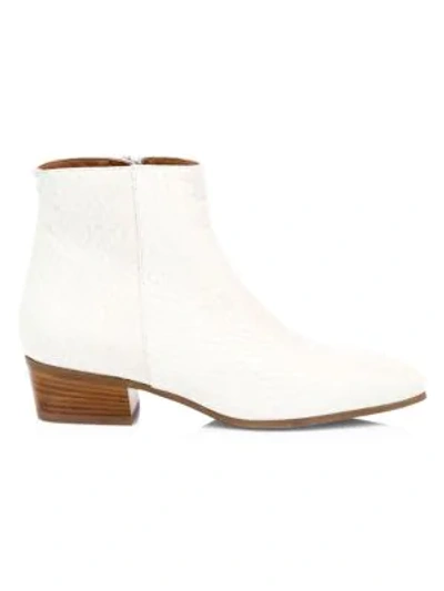 Aquatalia Fuoco Snakeskin-embossed Leather Ankle Boots In White