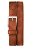 Shinola Men's Harness Single-stitch Leather Belt In Brown