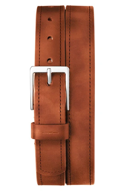 Shinola Men's Harness Single-stitch Leather Belt In Brown