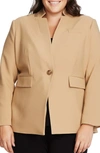 Vince Camuto Convertible Collar Stretch Crepe Blazer In Latte