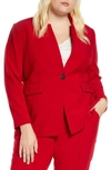 Vince Camuto Plus Size One-button Notch-collar Blazer In Tulip Red