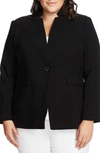 Vince Camuto Convertible Collar Stretch Crepe Blazer In Rich Black