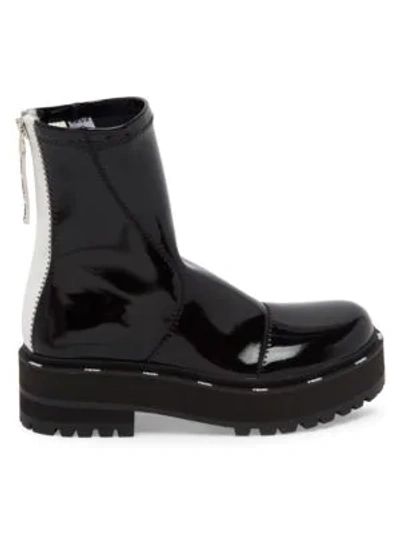 Fendi Patent Neoprene Combat Boots In Nero