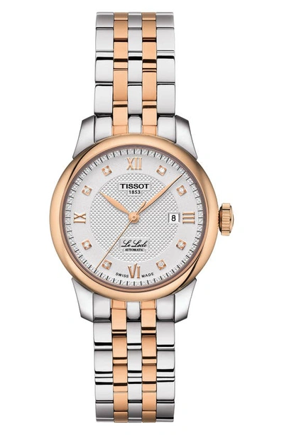 Tissot Women's Swiss Le Locle Automatic Lady Diamond Accent Two-tone Stainless Steel Bracelet Watch 29mm In Two Tone
