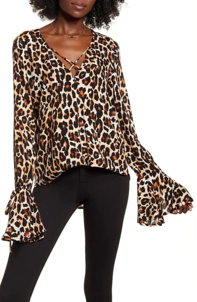 Band Of Gypsies Welcome To The Jungle Flare Cuff Top In Currant