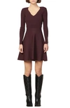 SANDRO OTANE PEARLY CUFF LONG SLEEVE FIT & FLARE DRESS,SFPRO00508