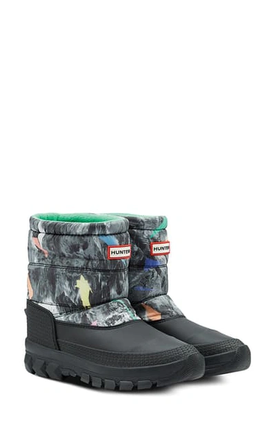 Hunter Original Waterproof Insulated Short Snow Boot In Storm Camo Print