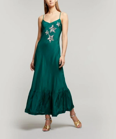 Rixo London Women's Odelia Sequin Star Silk Slip Dress In Blue