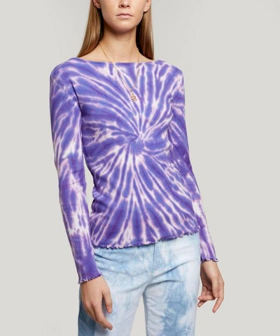 Paloma Wool Flor Tie-dye Long Sleeve Cotton Top In Purple