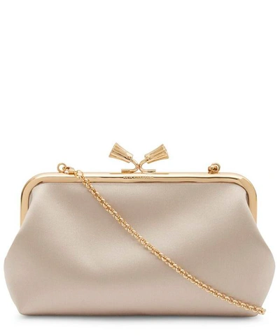 Anya Hindmarch Maud Tassel Satin Clutch Bag In Silver