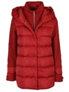 Herno Hooded Down Jacket With Removable Windblocker In Red