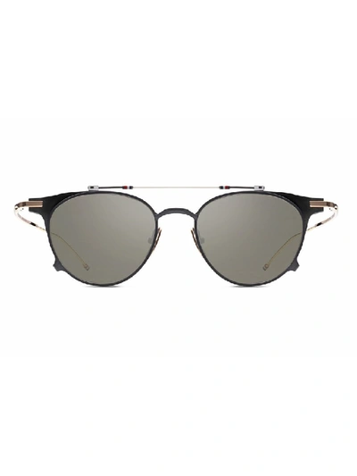 Thom Browne X Dita Black Iron And Gold Round Sunglasses In Grey