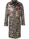 Raf Simons Leopard Photo Print Belted Coat In Black