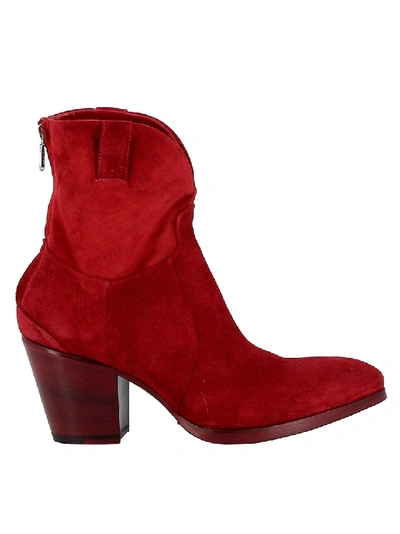 Rocco P Chunky Heel Boots In Red