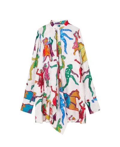 Stella Mccartney Printed Silk Dress In White