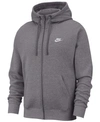 Nike Club Zip-up Logo Hoodie In Charcoal Heather