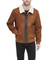 Dkny Men's Faux Shearling Bomber Jacket With Faux Fur Collar, Created For Macy's In Brown