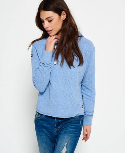 Superdry Marl Crop Hoodie In Blue