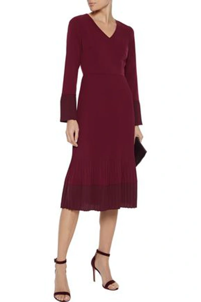 Iris & Ink Marne Pleated Crepe Dress In Plum
