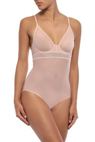 Stella Mccartney Grace Glowing Cutout Lace-paneled Stretch-jersey Bodysuit In Blush