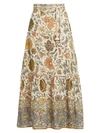 ZIMMERMANN Edie Floral Linen Midi Skirt