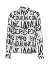 ALICE AND OLIVIA Willa Slogan Print Silk Shirt