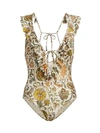 ZIMMERMANN Edie Ruffle Floral One-Piece Swimsuit