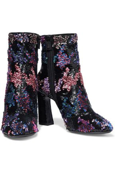 Roger Vivier Woman Sequined Suede Ankle Boots Black