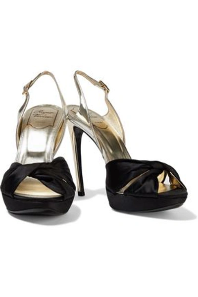 Roger Vivier Woman Twisted Satin And Metallic Leather Platform Slingback Sandals Black