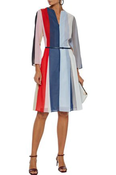 Akris Belted Color-block Cotton-voile Dress In Multicolor
