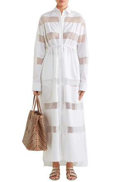 Alaïa Woman Guipure Lace-paneled Cotton-blend Maxi Dress White