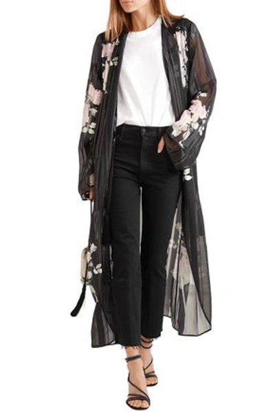 Alessandra Rich Woman Floral-print Silk-georgette Robe Black
