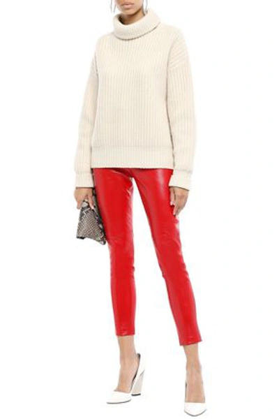 Iro Woman Newton Cropped Glossed-leather Skinny Pants Red