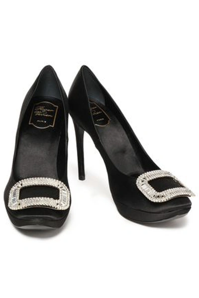 Roger Vivier Woman Limelight Crystal-embellished Satin Platform Pumps Black