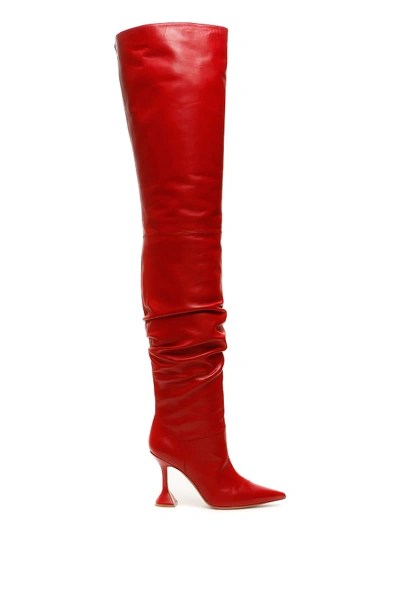 Amina Muaddi Olivia Boots In Red