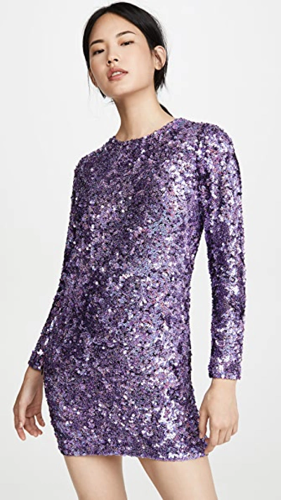 Ashish Sequin Long Sleeve Dress In Purple
