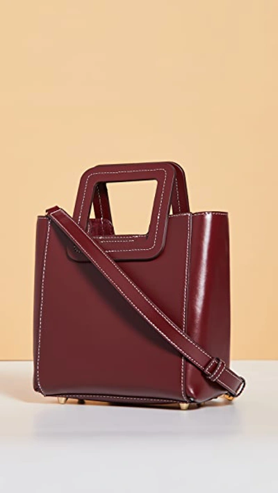 Staud Mini Shirley Leather Top Handle Bag In Brown