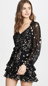 Loveshackfancy Rina Ruffled Metallic Fil Coupé Silk-blend Chiffon Mini Dress In Black