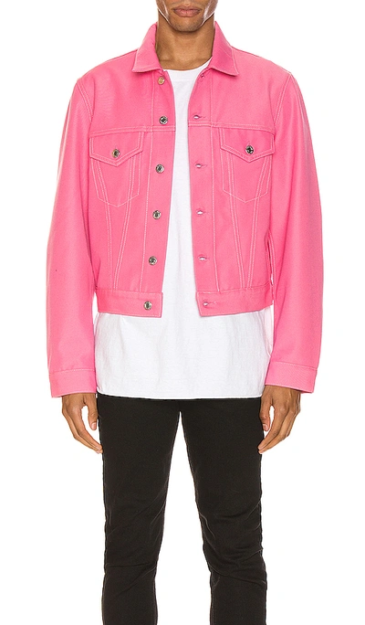 Helmut Lang Cropped Cotton-blend Twill Trucker Jacket In Prism Pink