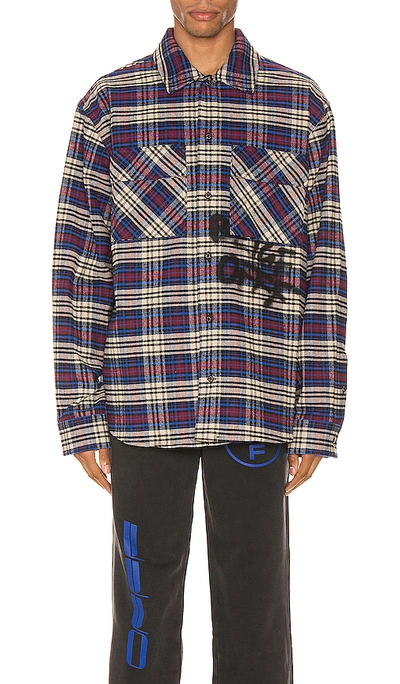Off-white Button-up Plaid Flannel Shirt In Blue