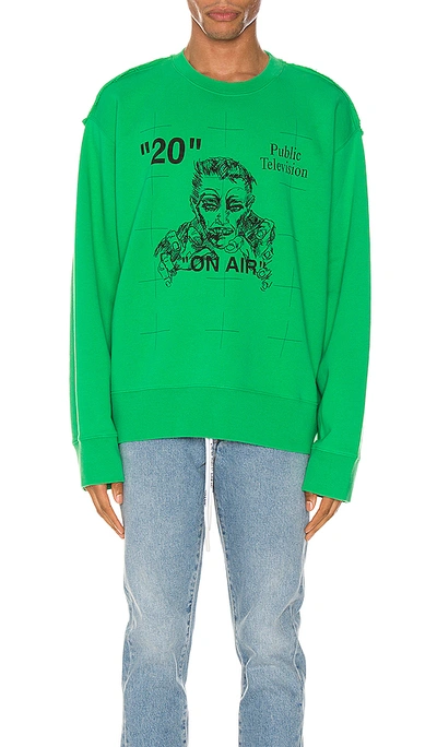 Off-white Public Television-embroidered Cotton Sweatshirt In Green