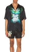 Off-white Waterfall-print Short-sleeved Shirt In Black Multi