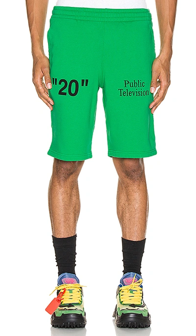 Off-white Contrasting Logos Track Shorts In Green