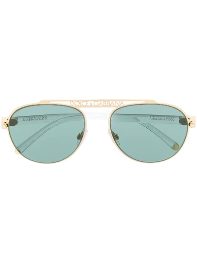 Dolce & Gabbana Dg2235 Aviator-frame Sunglasses In Gold